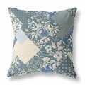 Homeroots 26 in. Boho Floral Indoor & Outdoor Throw Pillow Dark Grey & Blue 413938